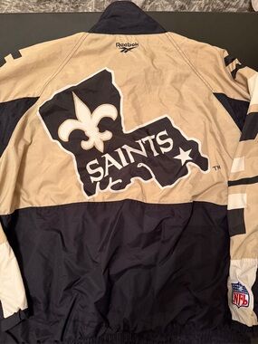 New Orleans Saints NFL Men’s Vintage Reebok Jacket! RARE! Size 2XL, can fit XL!